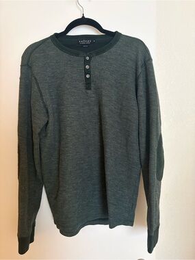 Velvet Long-Sleeve Olive Green Waffle Henley